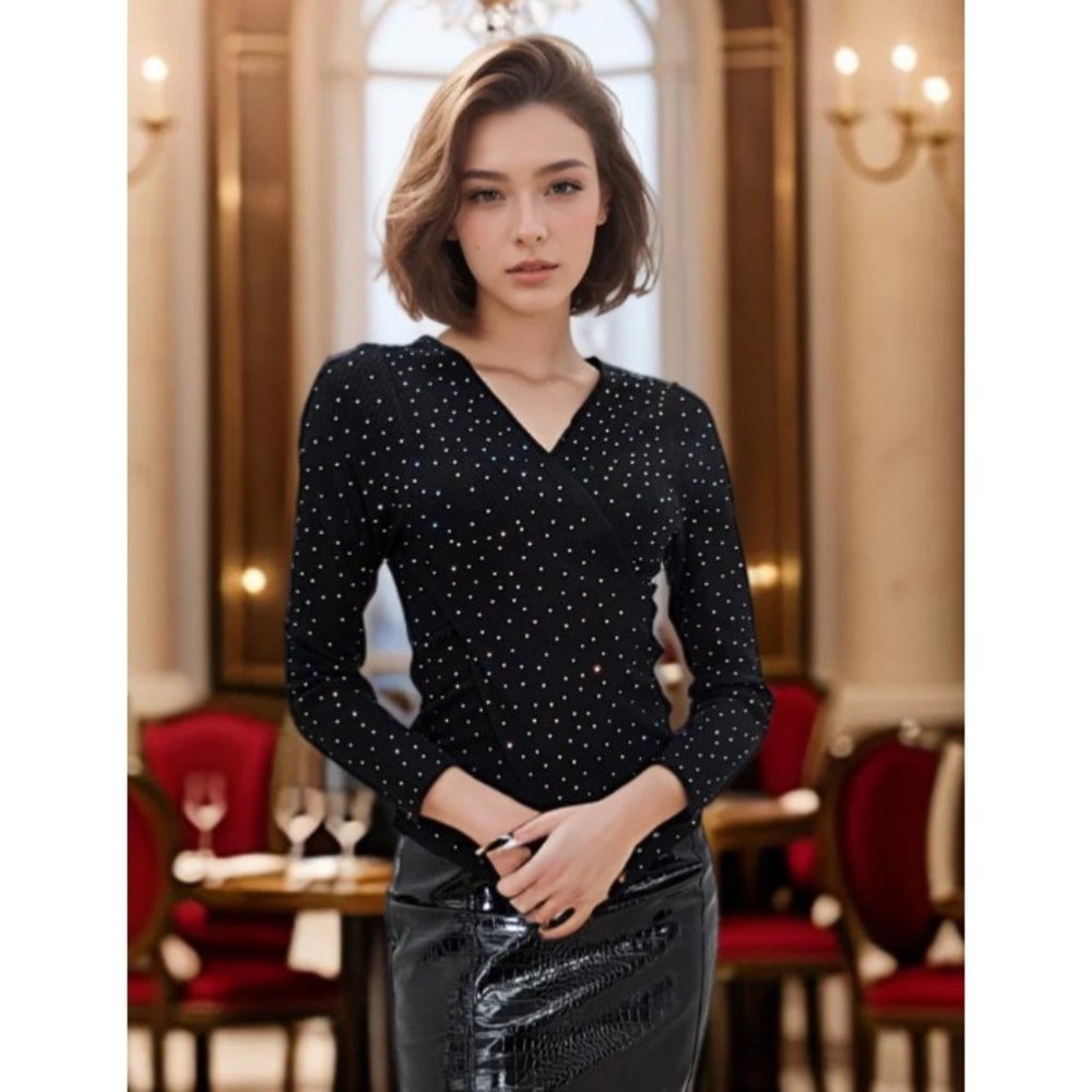Nancy Yang Sweater Style LS61095 Black Size L New